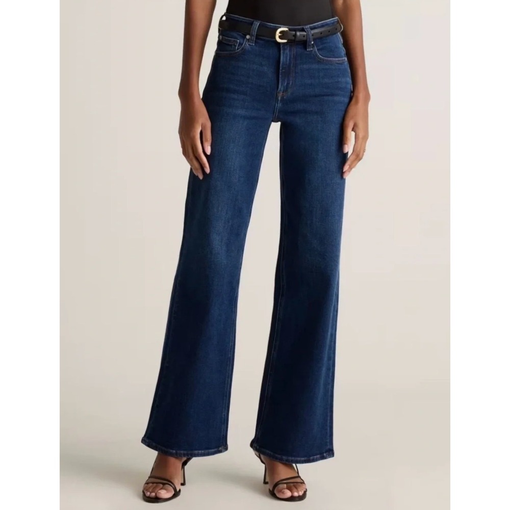 Quince Womens Bella Stretch High Rise Wide Leg Jeans Midnight Blue Size 29